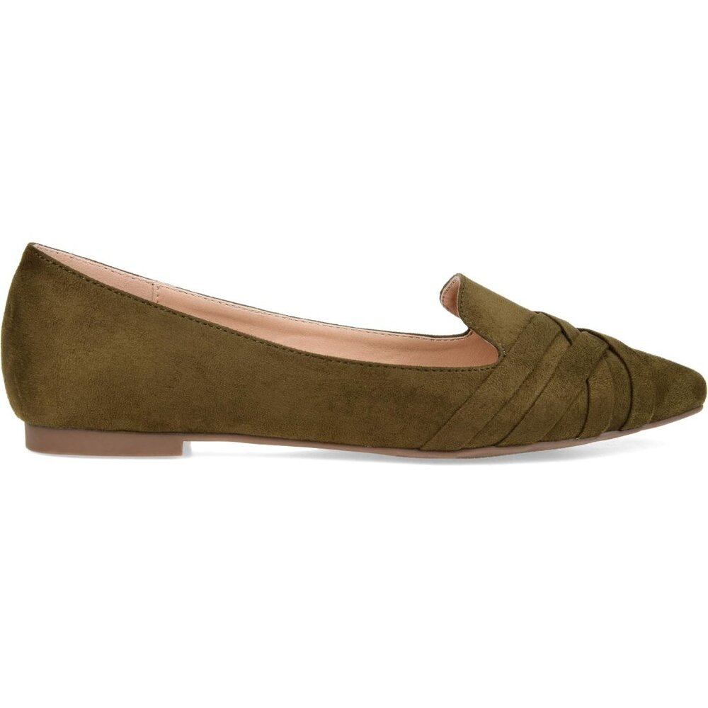 Brinley Co. Women's Mindee Loafer Flats Pointed Toe Olive Green Size 6.5 Regular